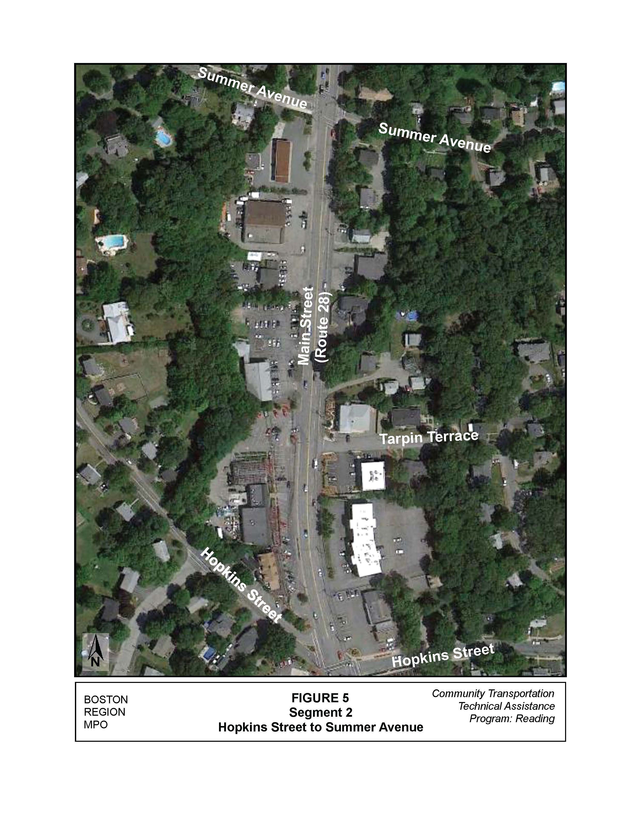 Map showing Segment Two of study, Hopkins Street to Summer Avenue.